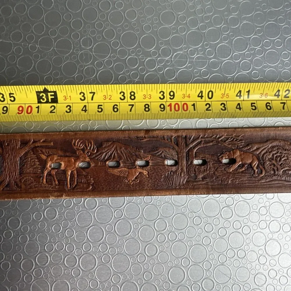 Vtg Chambers Belt Co Grand Teton National Park Tooled Leather 40 Gorpcore Brown